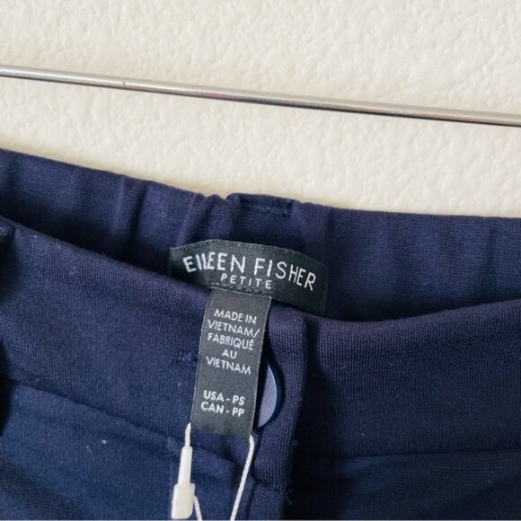 NWT Eileen Fisher SMALL PETITE Washable Flex Ponte Wide Trouser Pant in Ink navy - Picture 7 of 8